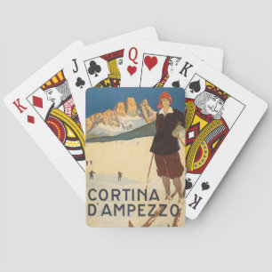Vintage resor Poster av Cortina D'ampezzo, Italien Casinokort