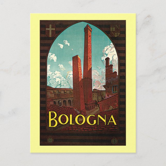 vintage resor Poster, Bologna, Italien Vykort (Framsida)