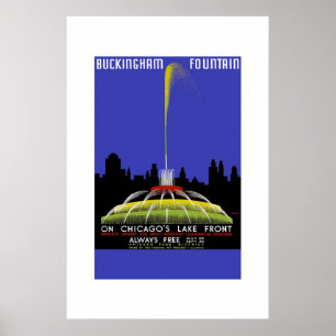 Vintage resor Poster Buckingham Fontän Chicago