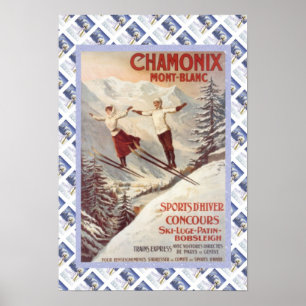 Vintage resor poster, Chamonix, Mont Blanc. Poster