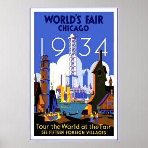 Vintage resor Poster Chicago World's Fair 3 1934
