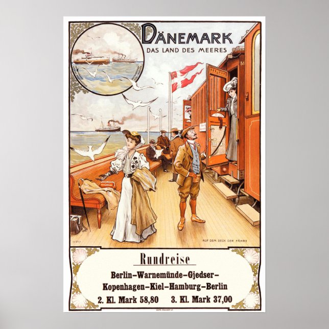 Vintage resor Poster - Danmark (Framsidan)