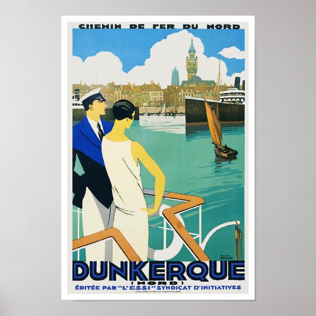 Vintage resor Poster Dunkerque Harbor Frankrike (Framsidan)