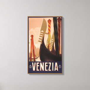 Vintage resor Poster en kanal i Venedig Canvastryck