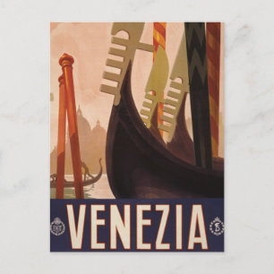 Vintage resor Poster en kanal i Venedig Vykort