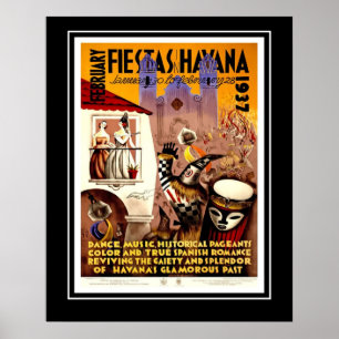 Vintage resor Poster Fiestas Havana Cuba Large