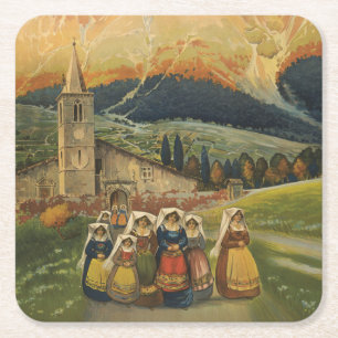 Vintage resor Poster för Abruzzo, Italien. Underlägg Papper Kvadrat