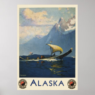 Vintage resor Poster för Alaska norra Stilla havet
