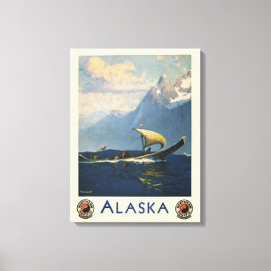 Vintage resor Poster för Alaska norra Stilla havet Canvastryck