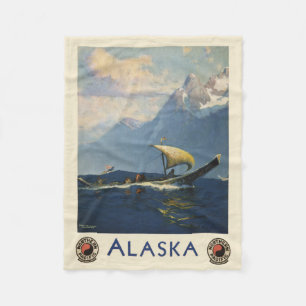 Vintage resor Poster för Alaska norra Stilla havet Fleecefilt
