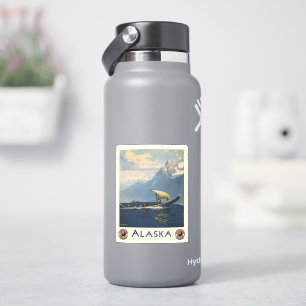 Vintage resor Poster för Alaska norra Stilla havet Klistermärken