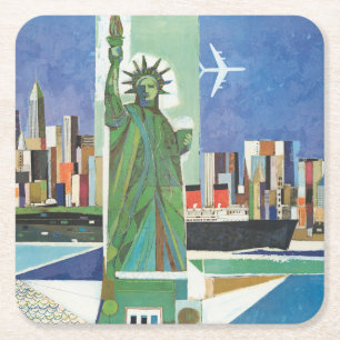 Vintage resor Poster för American Airlines Underlägg Papper Kvadrat