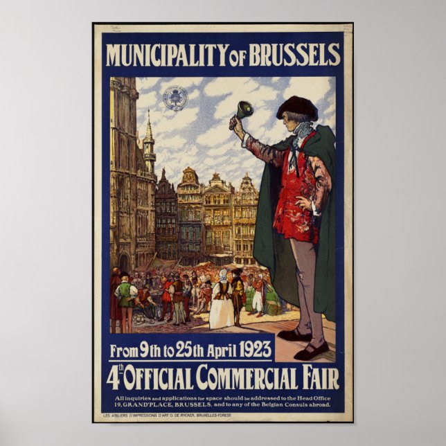 Vintage resor Poster för Bryssel (Framsidan)