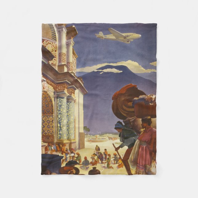 Vintage resor Poster för Guatemala Fleecefilt (Framsidan)