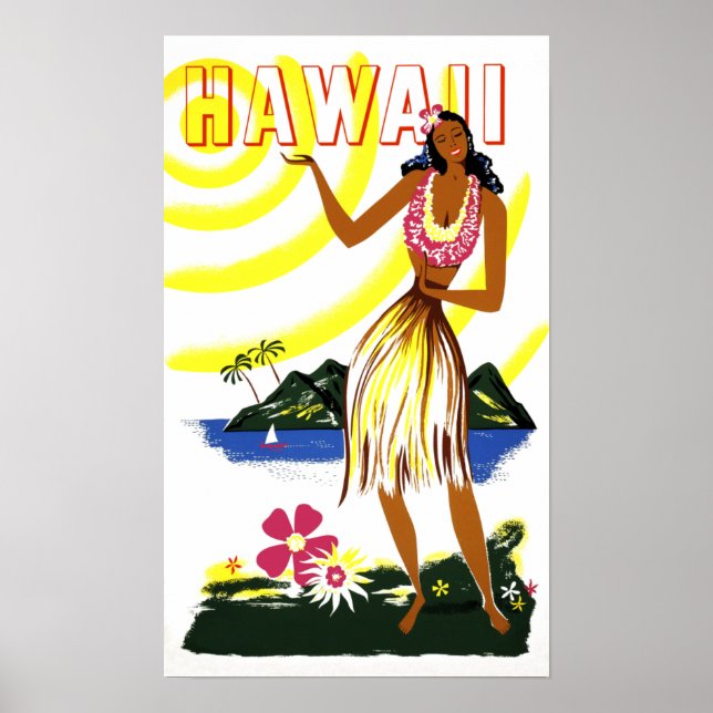 Vintage resor poster för Hawaii (Framsidan)