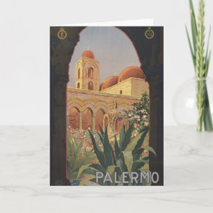 Vintage resor Poster för Palermo, Italien. Kort