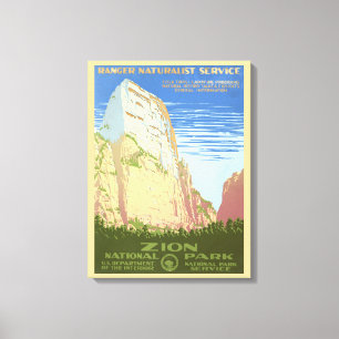 Vintage resor Poster för Zions nationalpark Canvastryck