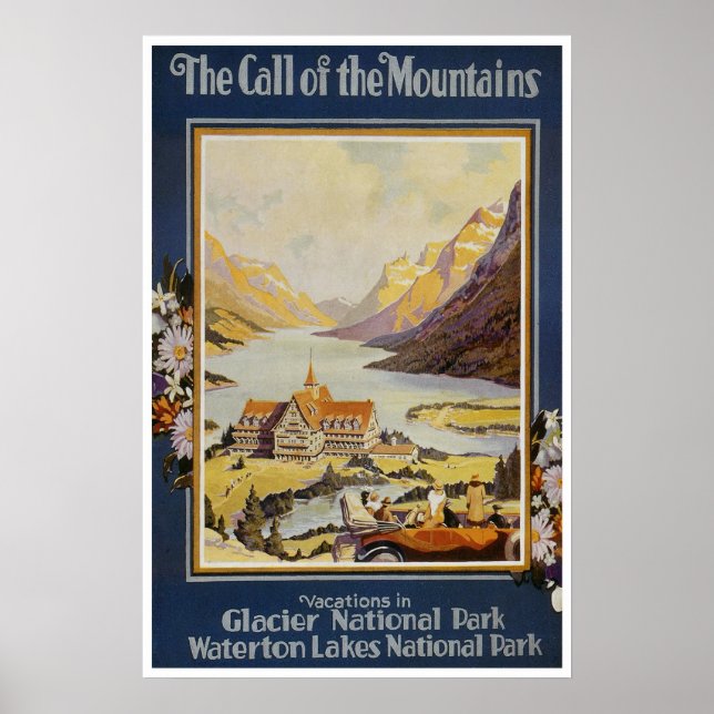 Vintage resor Poster - Glacier nationalpark (Framsidan)