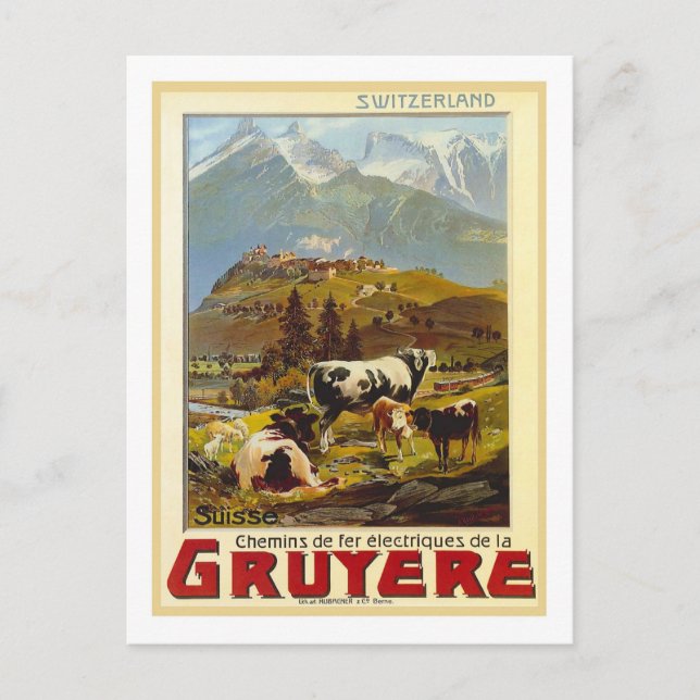 Vintage resor Poster,Gruyere Vykort (Framsida)