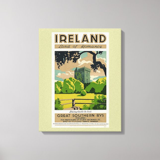 Vintage resor Poster Irland Blarney Castle Canvastryck (Framsida)