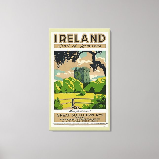 Vintage resor Poster Irland Blarney Castle Canvastryck (Framsida)