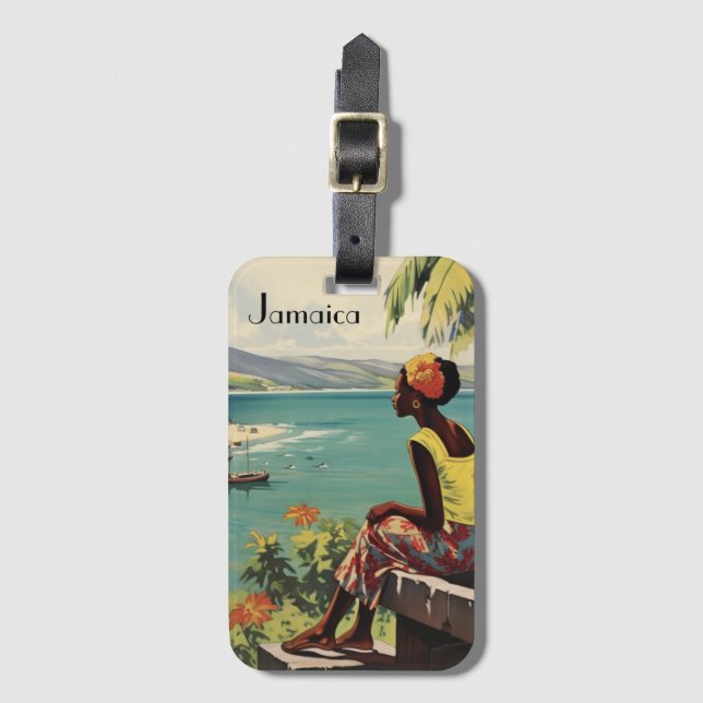 Vintage resor Poster Jamaican-kvinna Bagagebricka (Framsida vertikal)