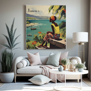 Vintage resor Poster Jamaican-kvinna Canvastryck