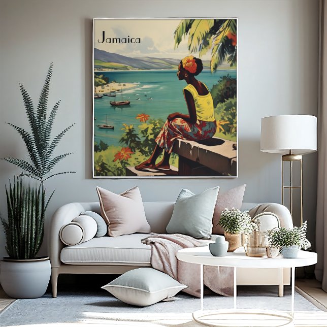 Vintage resor Poster Jamaican-kvinna Canvastryck (Skapare uppladdad)