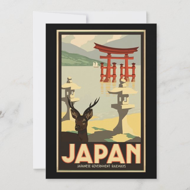 vintage resor Poster japanska färgbilder Julkort (Framsida)