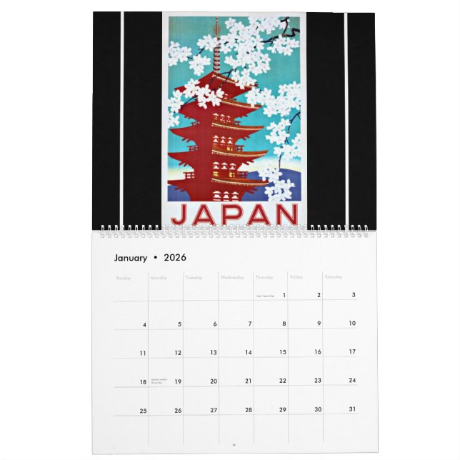 Vintage resor Poster kalender (Jan 2026)