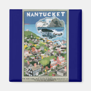 Vintage resor Poster, Karta av Nantucket Island, M Magnet