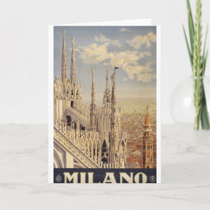 Vintage resor Poster katedralen i Milano, Italien Kort
