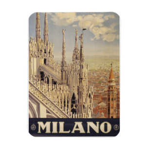 Vintage resor Poster katedralen i Milano, Italien Magnet