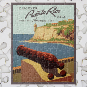 Vintage resor Poster konst, upptäcker Puerto Rico! Pussel