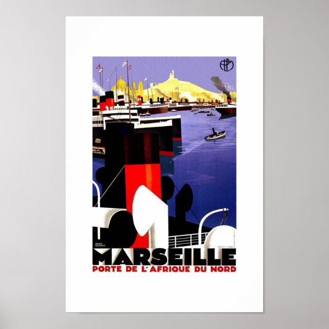 Vintage resor Poster Marseille (Framsidan)