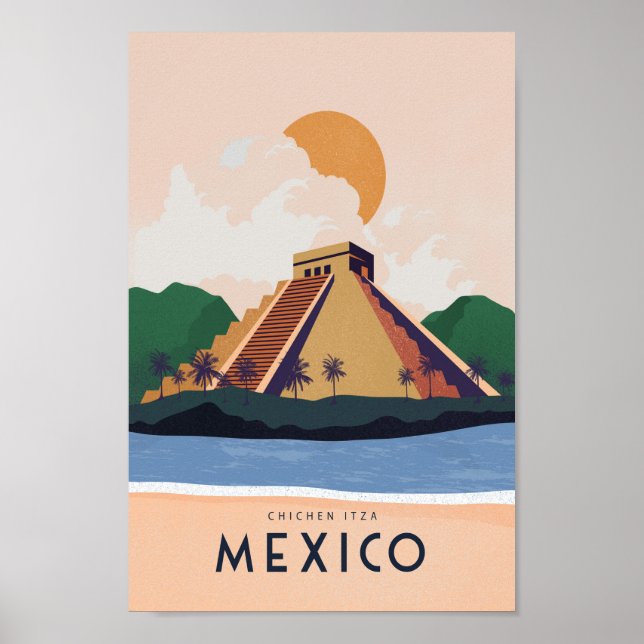 Vintage resor poster-Mexiko-Chichen itza Poster (Framsidan)