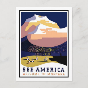 vintage resor Poster,Montana Vykort