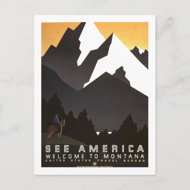 Vintage resor Poster,Montana Vykort (Framsida)