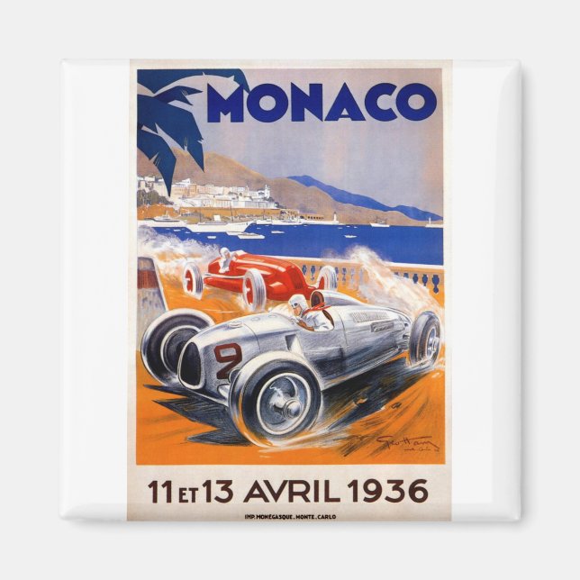 vintage resor poster montecarlo-monaco magnet (Framsidan)