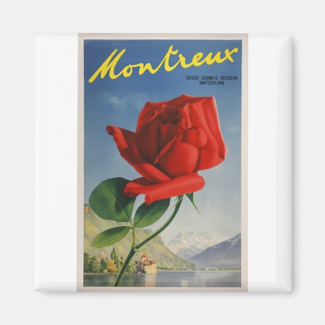 Vintage resor Poster Montreux Schweiz Ro Magnet (Framsidan)