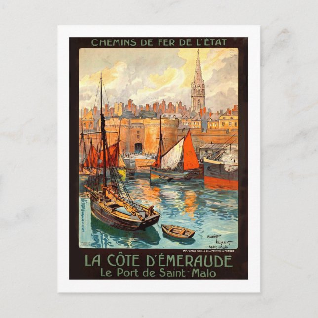 vintage resor Poster,Saint Malo Vykort (Framsida)