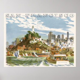 Vintage resor Poster San Francisco Bay Ferry Boat