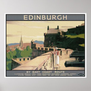 Vintage resor Poster Scotland Edinburgh Castle