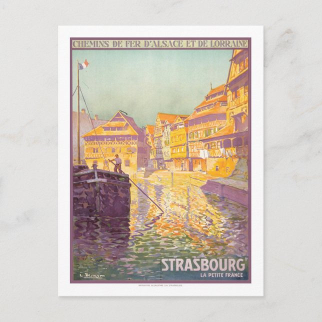 vintage resor Poster,Strasbourg Vykort (Framsida)