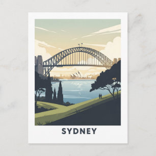 Vintage resor poster Sydney hamn Vykort