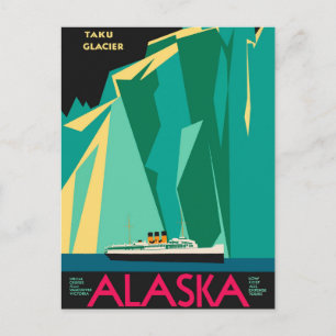 vintage resor Poster, Taku Glacier, Alaska Vykort