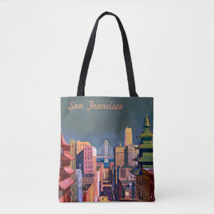 Vintage resor Poster Tote - San Francisco Tygkasse