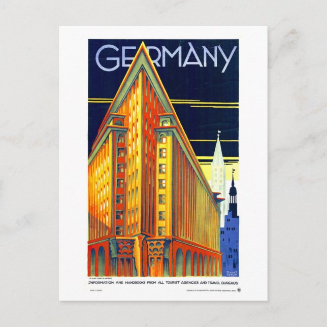 Vintage resor Poster Tysklant Vykort (Framsida)