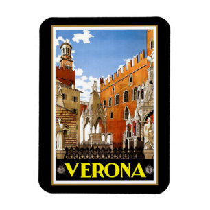Vintage resor poster, Verona, Italien Magnet