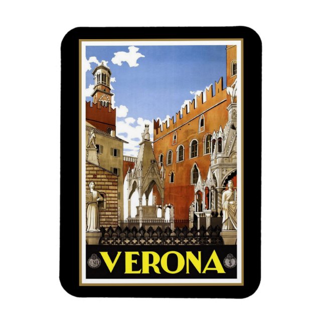 Vintage resor poster, Verona, Italien Magnet (Vertikal)